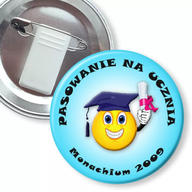 przypinka z żabką i agrafką Pasowanie na ucznia