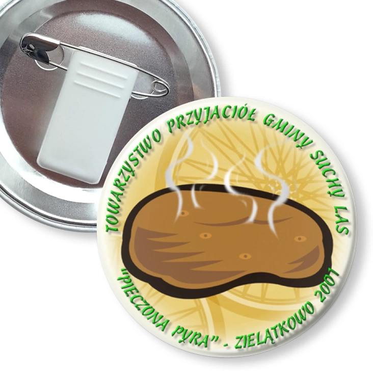 przypinka z żabką i agrafką Pieczona Pyra 2001