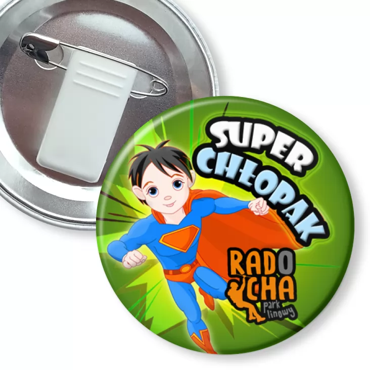 przypinka z żabką i agrafką Radocha - Super Chłopak