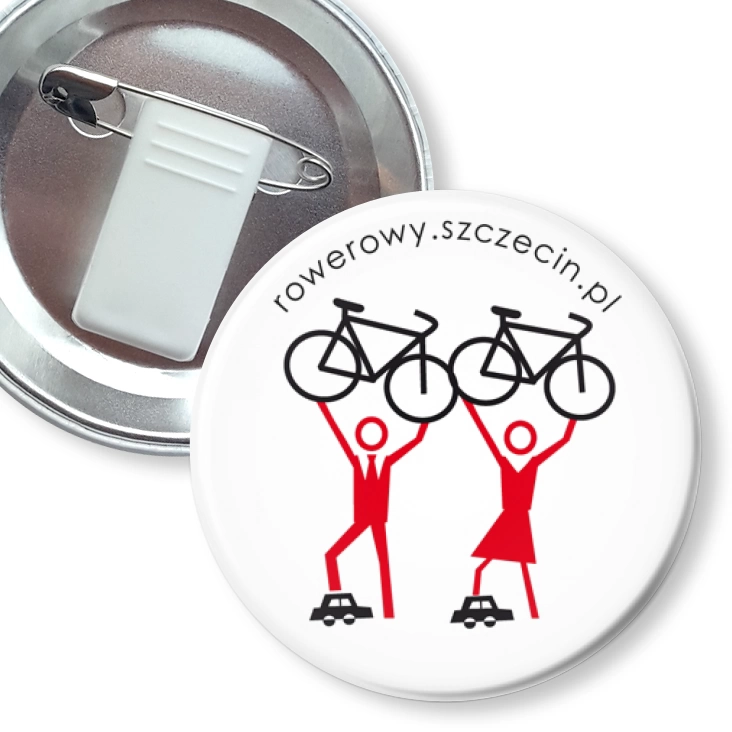 przypinka z żabką i agrafką Rowerowy Szczecin