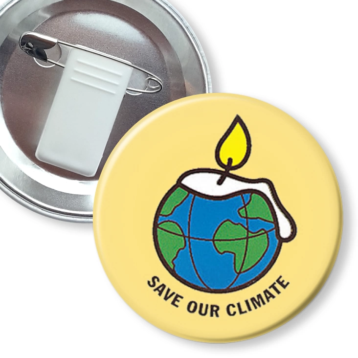 przypinka z żabką i agrafką Save our climate