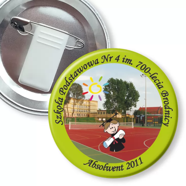 przypinka z żabką i agrafką SP nr 4 w Brodnicy - Absolwent 2011