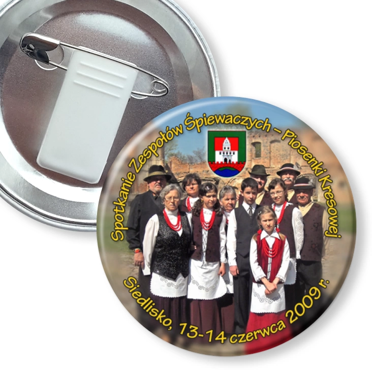 przypinka z żabką i agrafką Spotkanie Zespołów Śpiewaczych - Piosenki Kresowej
