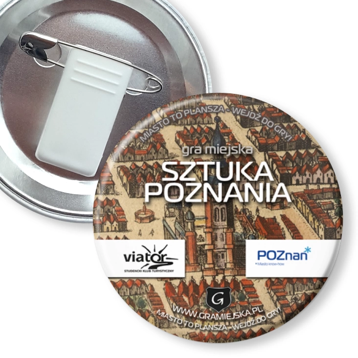 przypinka z żabką i agrafką Sztuka Poznania