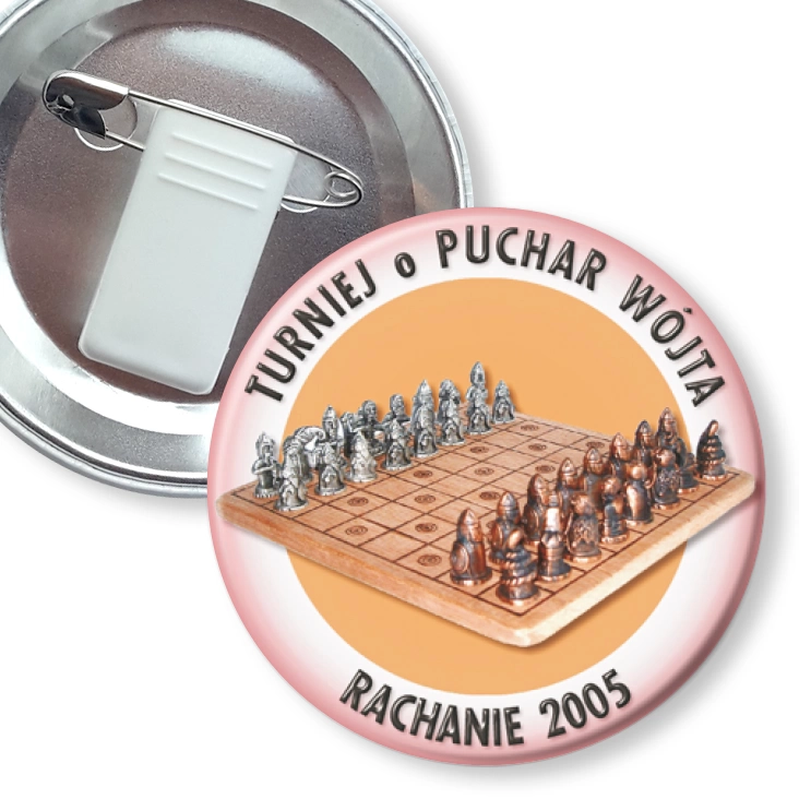 przypinka z żabką i agrafką Turniej o puchar wójta - Rachanie 2005