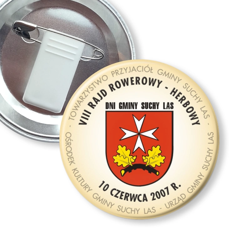 przypinka z żabką i agrafką VIII Rajd Rowerowy Herbowy - Sychy Las 2007