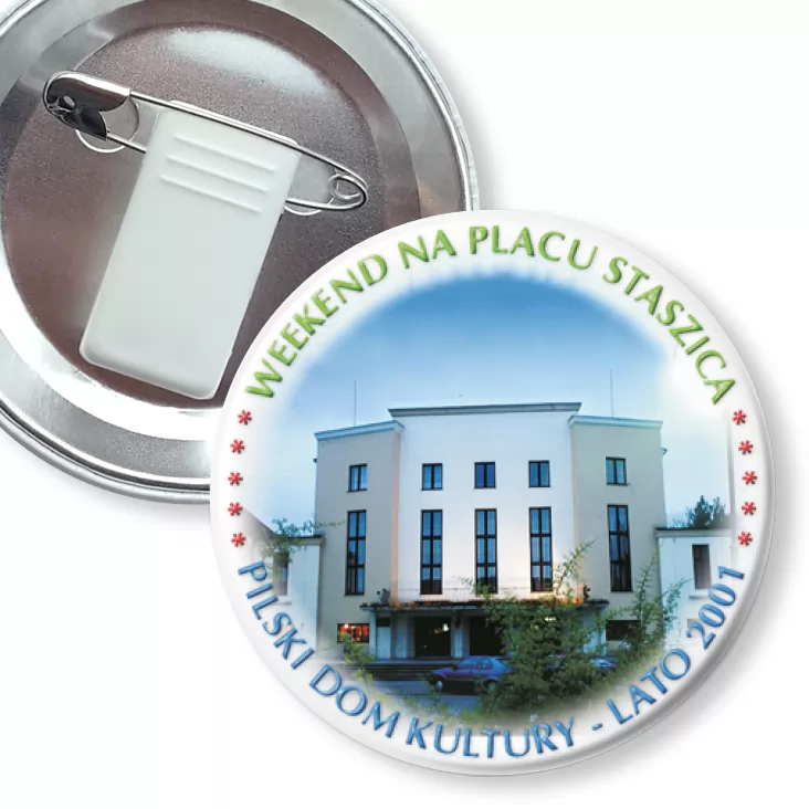 przypinka z żabką i agrafką Weekend na placu Staszica