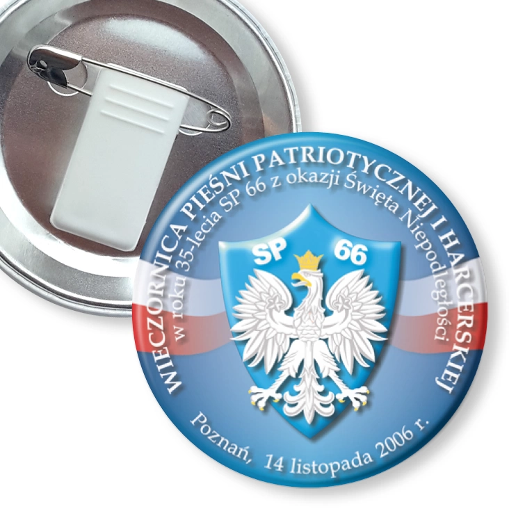 przypinka z żabką i agrafką Wieczornica Pieśni Patriotycznej i Harcerskiej