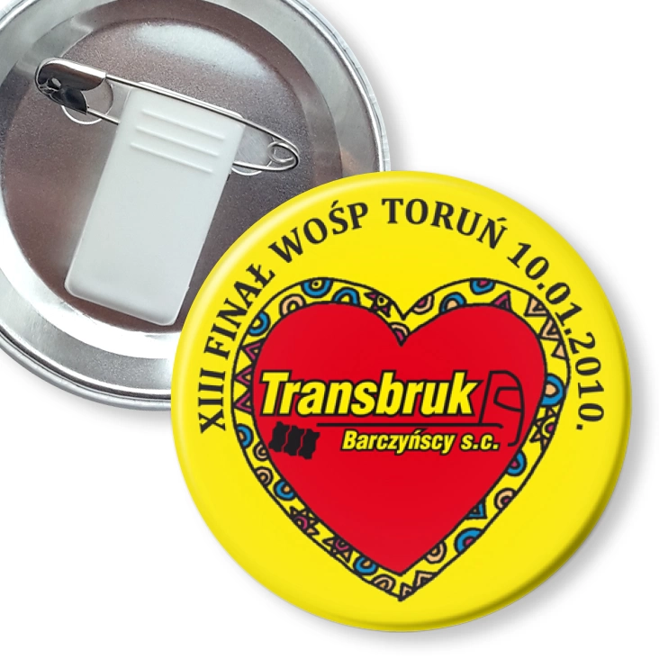 przypinka z żabką i agrafką WOŚP 2010 Transbruk