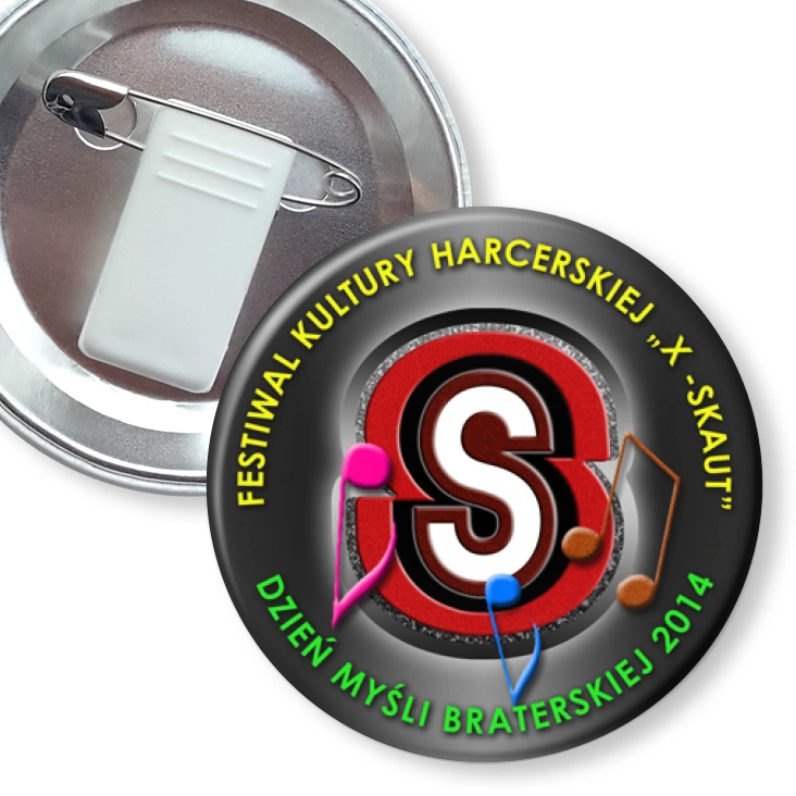 przypinka z żabką i agrafką X-Skaut