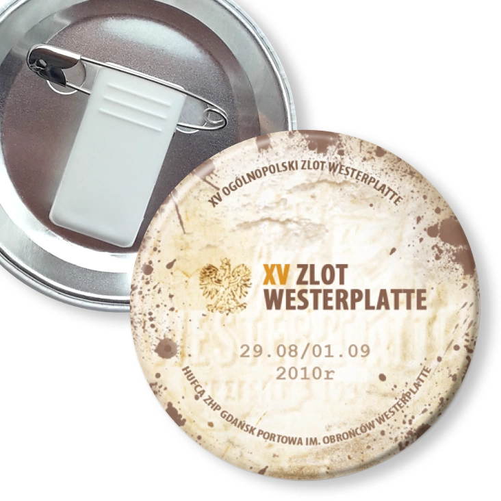 przypinka z żabką i agrafką XV Zlot Westerplatte