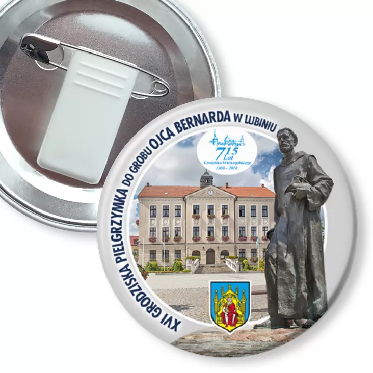 przypinka z żabką i agrafką XVI Pielgrzymka do Grobu Ojca Bernarda