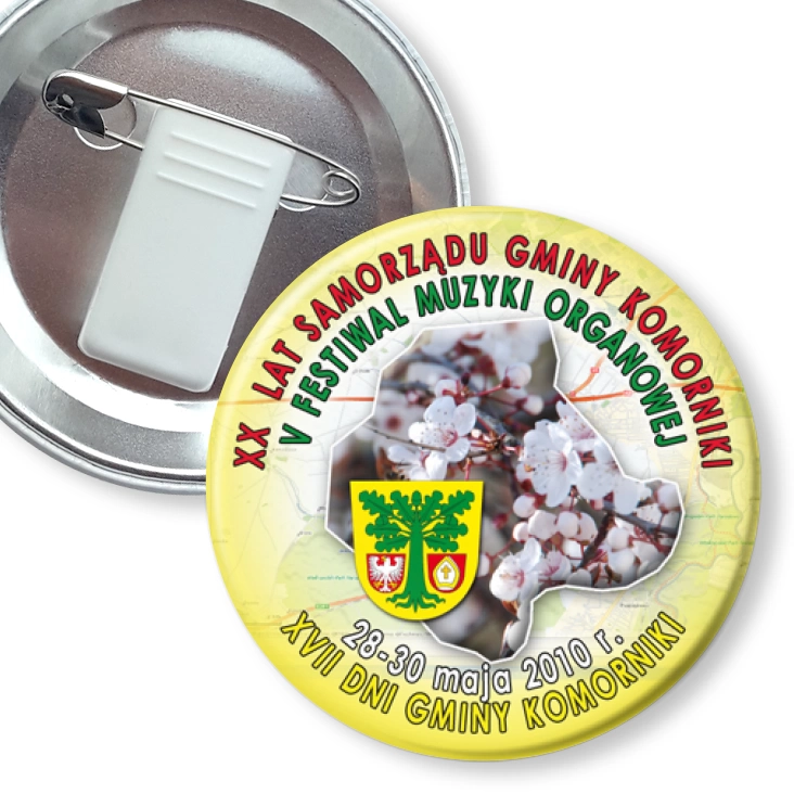 przypinka z żabką i agrafką XVII Dni Gminy Komorniki