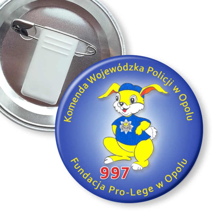 przypinka z żabką i agrafką Policuś