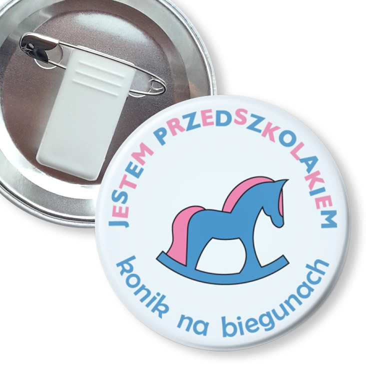 przypinka z żabką i agrafką Przedszkole Konik na Biegunach