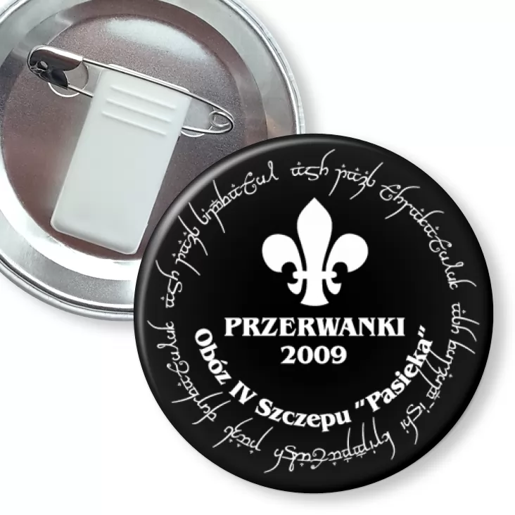 przypinka z żabką i agrafką Przerwanki 2009