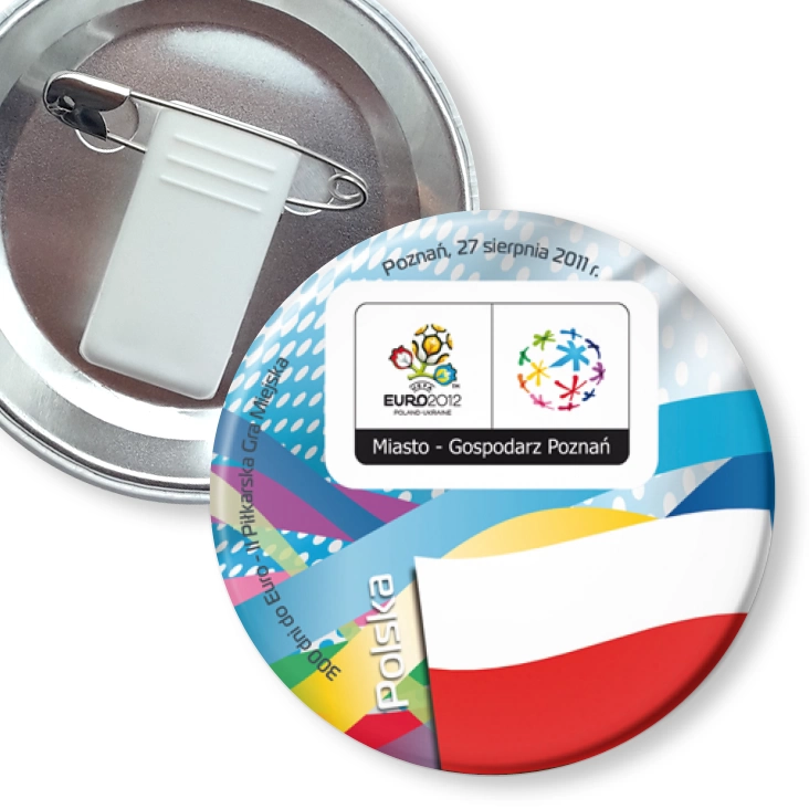 przypinka z żabką i agrafką 300 dni do Euro - II Piłkarska Gra Miejska - Polska