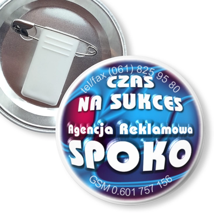 przypinka z żabką i agrafką Agencja Reklamowa SPOKO