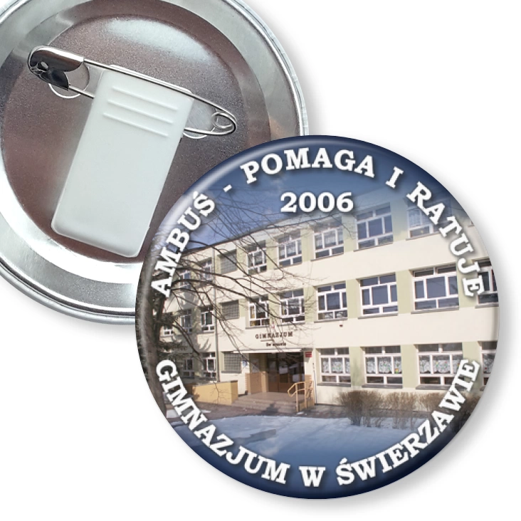 przypinka z żabką i agrafką Ambuś - pomaga i ratuje