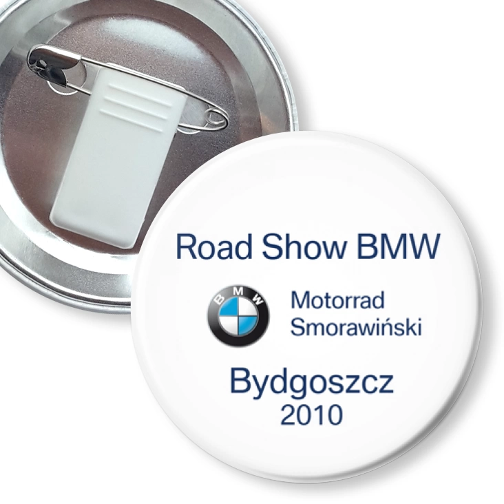 przypinka z żabką i agrafką BMW Road Show Bydgoszcz 2010