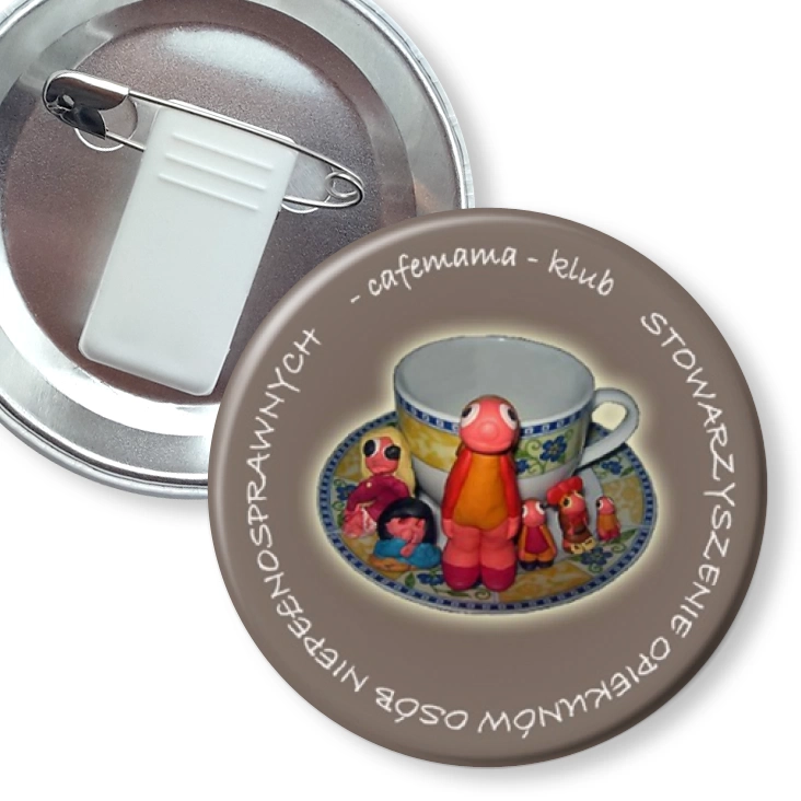 przypinka z żabką i agrafką Cafe Mama