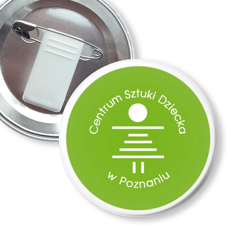 przypinka z żabką i agrafką Centrum Sztuki Dziecka