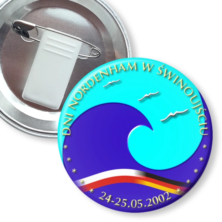 przypinka z żabką i agrafką Dni Nordenham w Świnoujściu