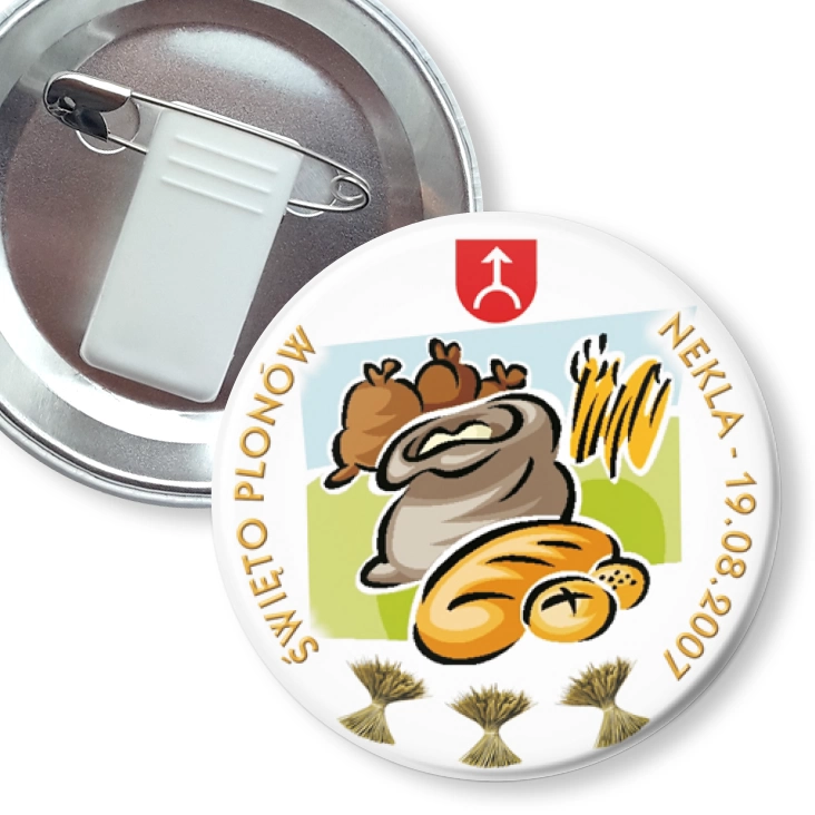 przypinka z żabką i agrafką Dożynki Gminne Nekla 2007