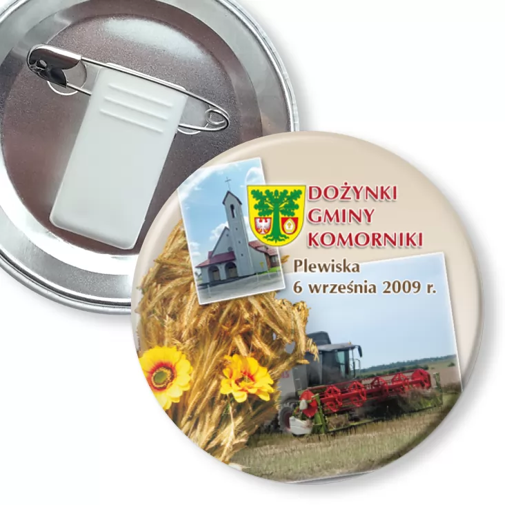 przypinka z żabką i agrafką Dożynki Gminy Komorniki 2009