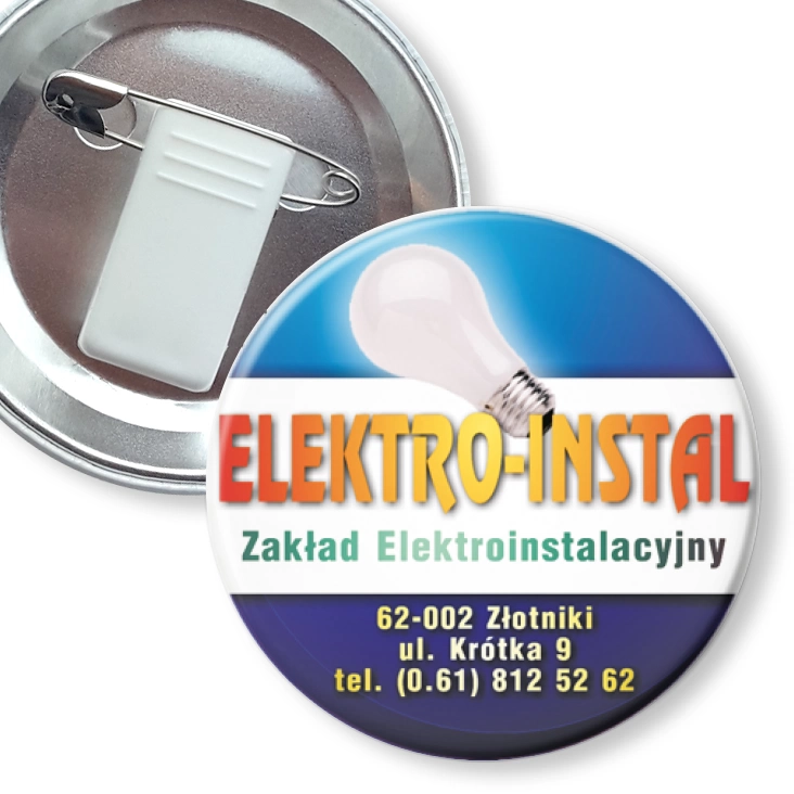 przypinka z żabką i agrafką ELEKTRO-INSTAL