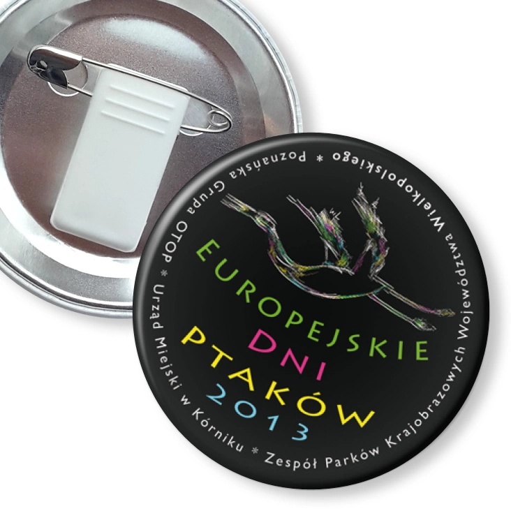 przypinka z żabką i agrafką Europejskie Dni Ptaków 2013