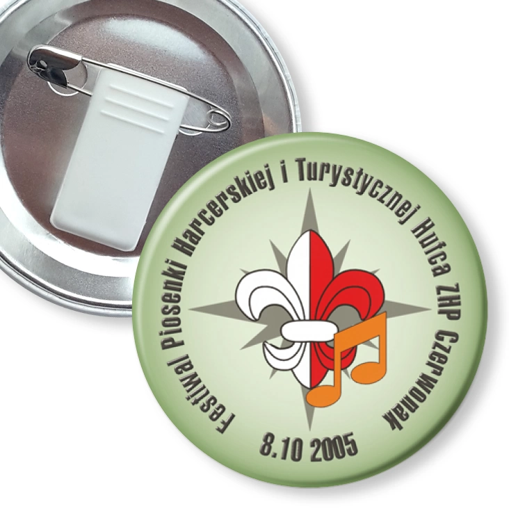 przypinka z żabką i agrafką Festiwal Piosenki Harcerskiej - Czerwonak 2005