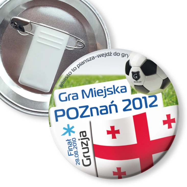 przypinka z żabką i agrafką Gra Miejska - Poznań 2012 - Gruzja