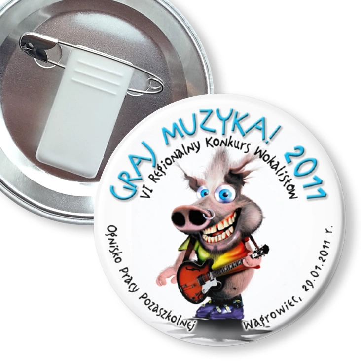 przypinka z żabką i agrafką Graj Muzyka! 2011