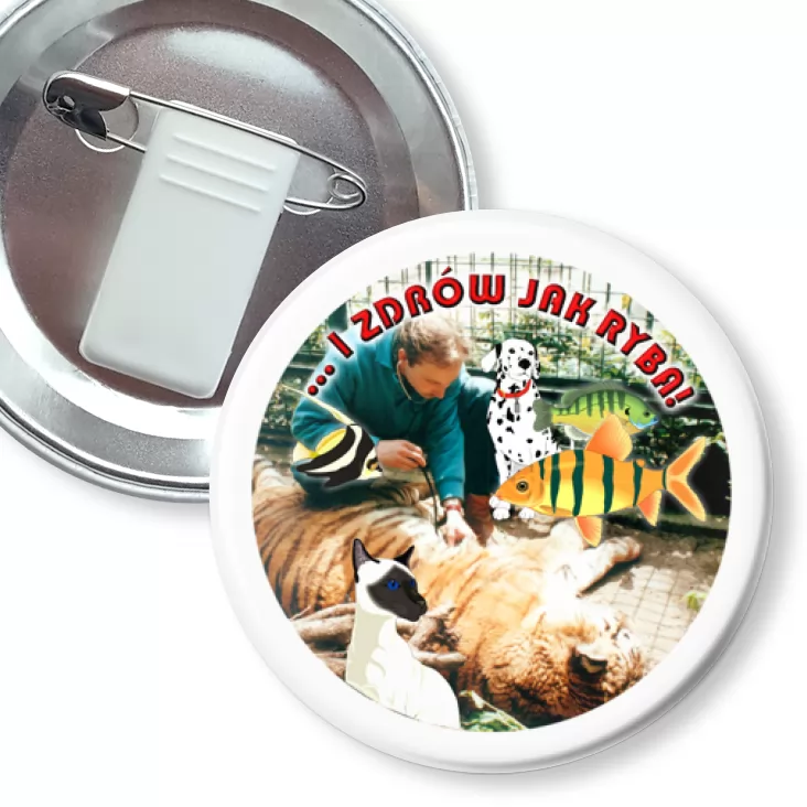 przypinka z żabką i agrafką ...I zdrów jak ryba!