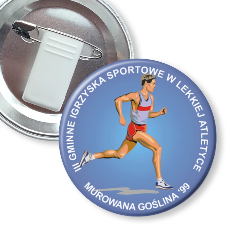 przypinka z żabką i agrafką III Gminne Igrzyska Sportowe w Lekkiej Atletyce