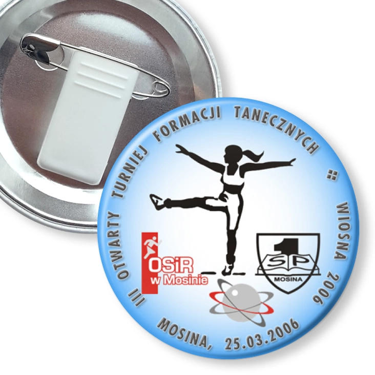 przypinka z żabką i agrafką III Otwarty Turniej Formacji Tanecznych