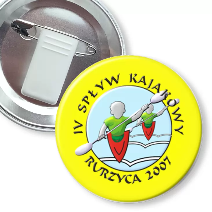 przypinka z żabką i agrafką IV Spływ Kajakowy - Ryrzyca 2007