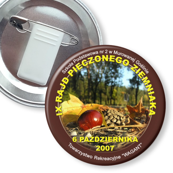 przypinka z żabką i agrafką IX Rajd Pieczonego Ziemniaka