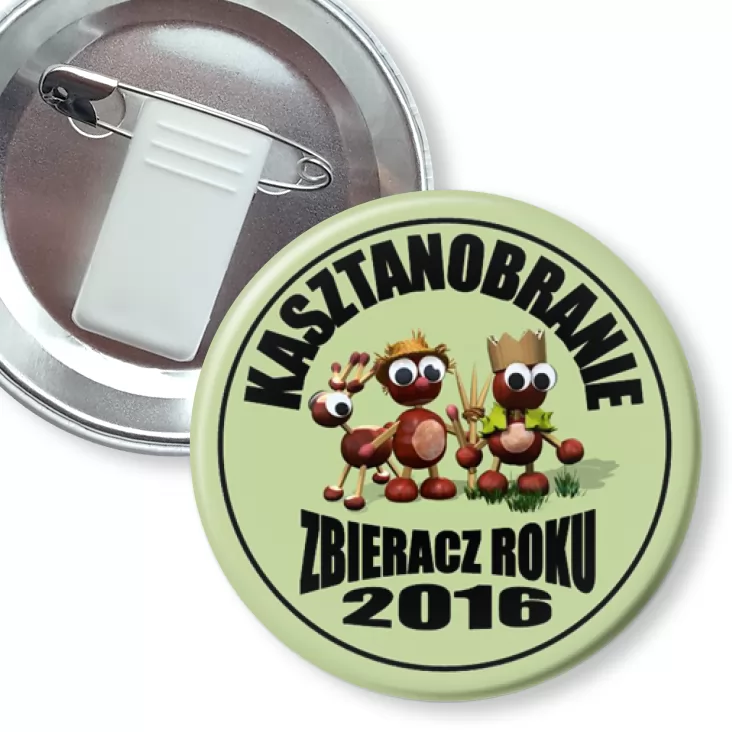 przypinka z żabką i agrafką Kasztanobranie 2016