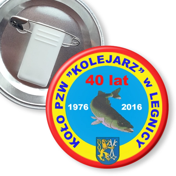 przypinka z żabką i agrafką Koło KOLEJARZ Legnica