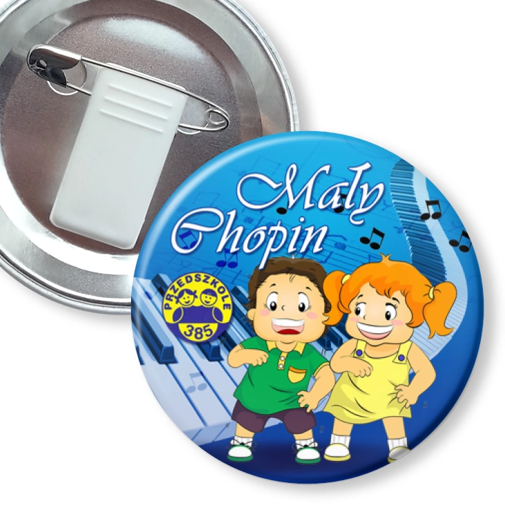 przypinka z żabką i agrafką Mały Chopin