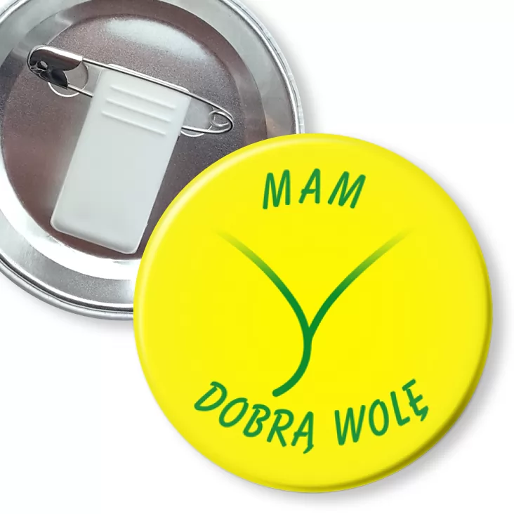 przypinka z żabką i agrafką Mam dobrą wolę