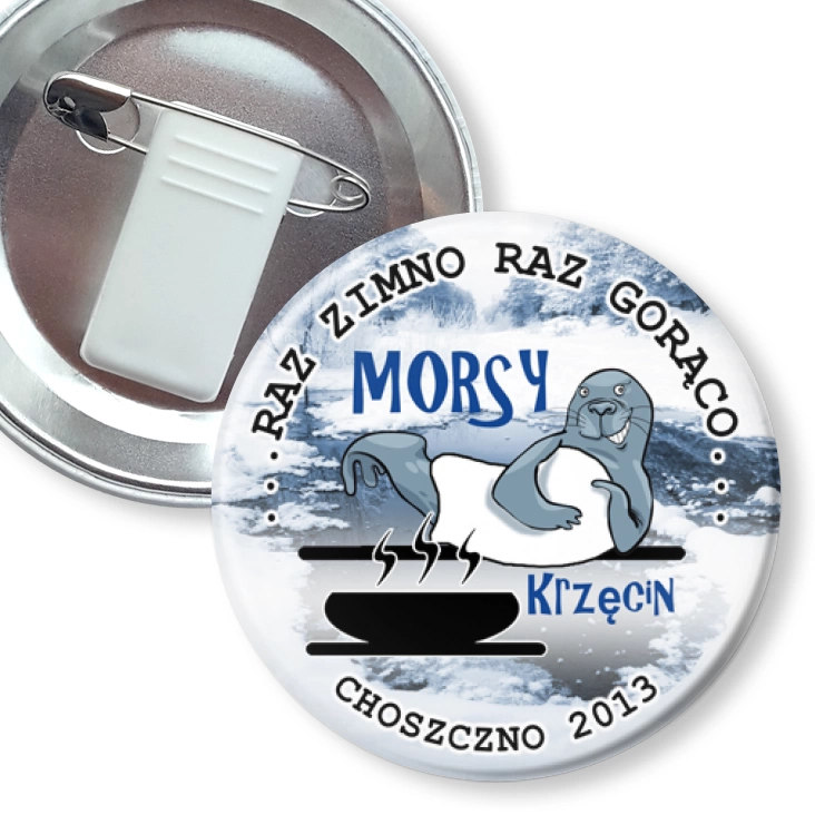 przypinka z żabką i agrafką Morsy Krzęcin