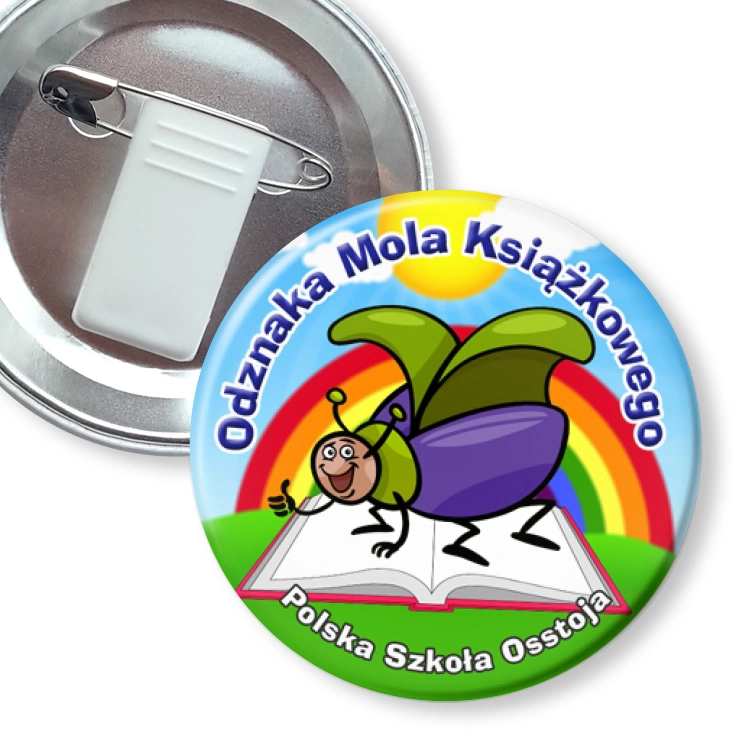 przypinka z żabką i agrafką Odznaka mola książkowego
