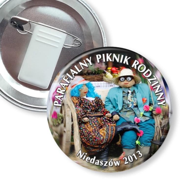 przypinka z żabką i agrafką Parafialny Piknik Rodzinny - Niedaszów 2013