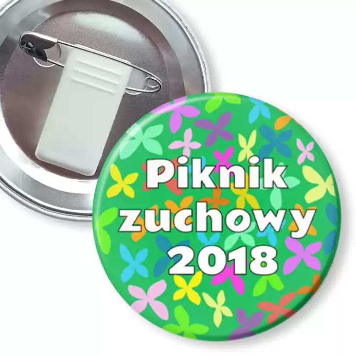przypinka z żabką i agrafką Piknik Zuchowy 2018