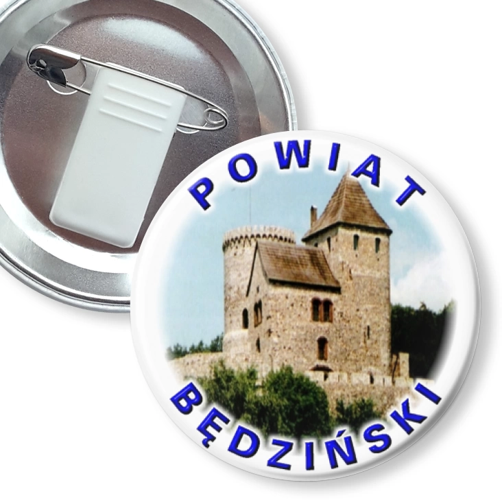 przypinka z żabką i agrafką Powiat Będziński