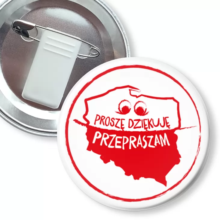 przypinka z żabką i agrafką Proszę Dziękuję Przepraszam