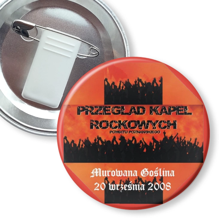 przypinka z żabką i agrafką Przegląd Kapel Rockowych
